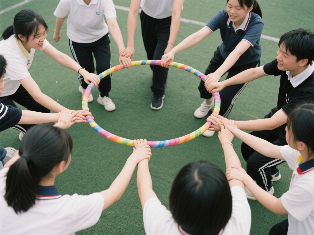 呼啦圈传递游戏的规则通常很简单：参与者围成一圈，手